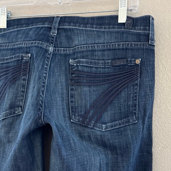 7 For All Mankind Dojo Jeans Low Rise Flare Western Y2K Dark Denim Blue 30 - Picture 10 of 16